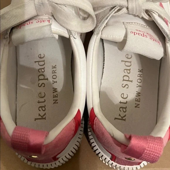 KATE SPADE, K AS IN KATE COURT SNEAKERS
WHITE W/PINK ACCENTS SIZE 7 - Picture 12 of 14